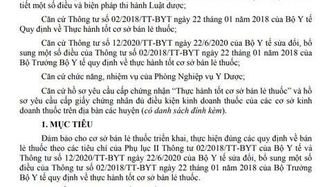 Kiểm tra đánh giá việc đáp ứng thực hành tốt cơ sở bán lẻ thuốc và Giấy Chứng nhận đủ điều kiện kinh doanh dược (dợt 10 tháng 10)