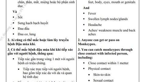 Thông điệp truyền thông về bệnh Đậu mùa khỉ tại cửa khẩu
