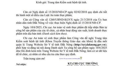 Đăng tải nội dung Danh sách Tự công bố sản phẩm ngày 10/6/2025