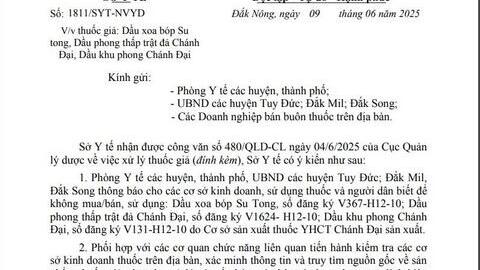 Cảnh báo thuốc giả: Dầu xoa bóp Su tong, Dầu phong thấp trật đả Chánh Đại, Dầu khu phong Chánh Đại