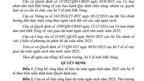 Quyết định Về việc công khai số liệu dự toán ngân sách năm 2025