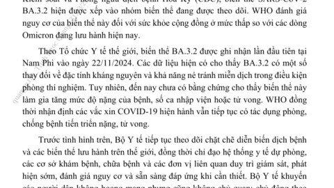 Thông tin báo chí về việc theo dõi biến thể SARS-CoV-2 BA.3.2