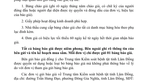 Thông báo gửi bảng chào giá gói thầu  phô tô biểu mẫu năm 2026