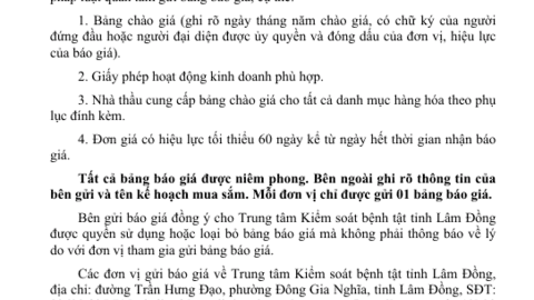 Thông báo Gửi bảng chào giá gói thầu phô tô biểu mẫu năm 2026