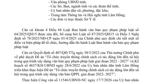 Dự thảo chính sách Quy định chính sách thu hút, đãi ngộ và đào tạo phát triển nguồn nhân lực y tế trên địa bàn tỉnh Lâm Đồng